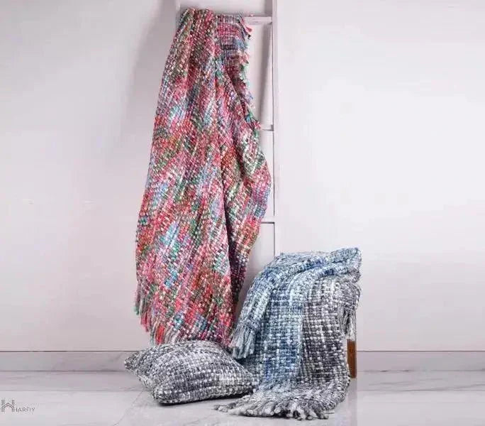 Handwoven Cotton Throw Blankets Cozy Up Your Home - Harfiy