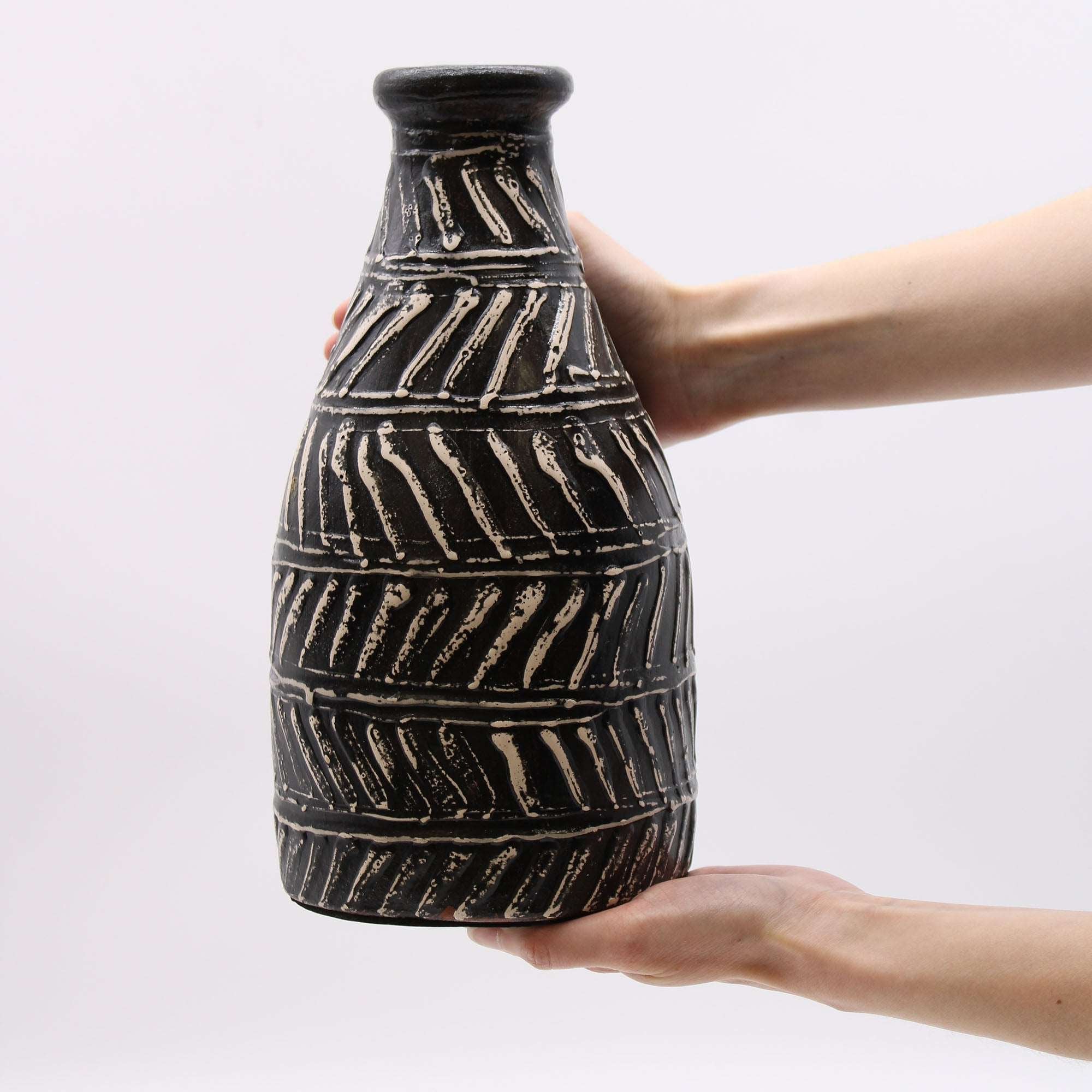 Greek Taper Vase- Black