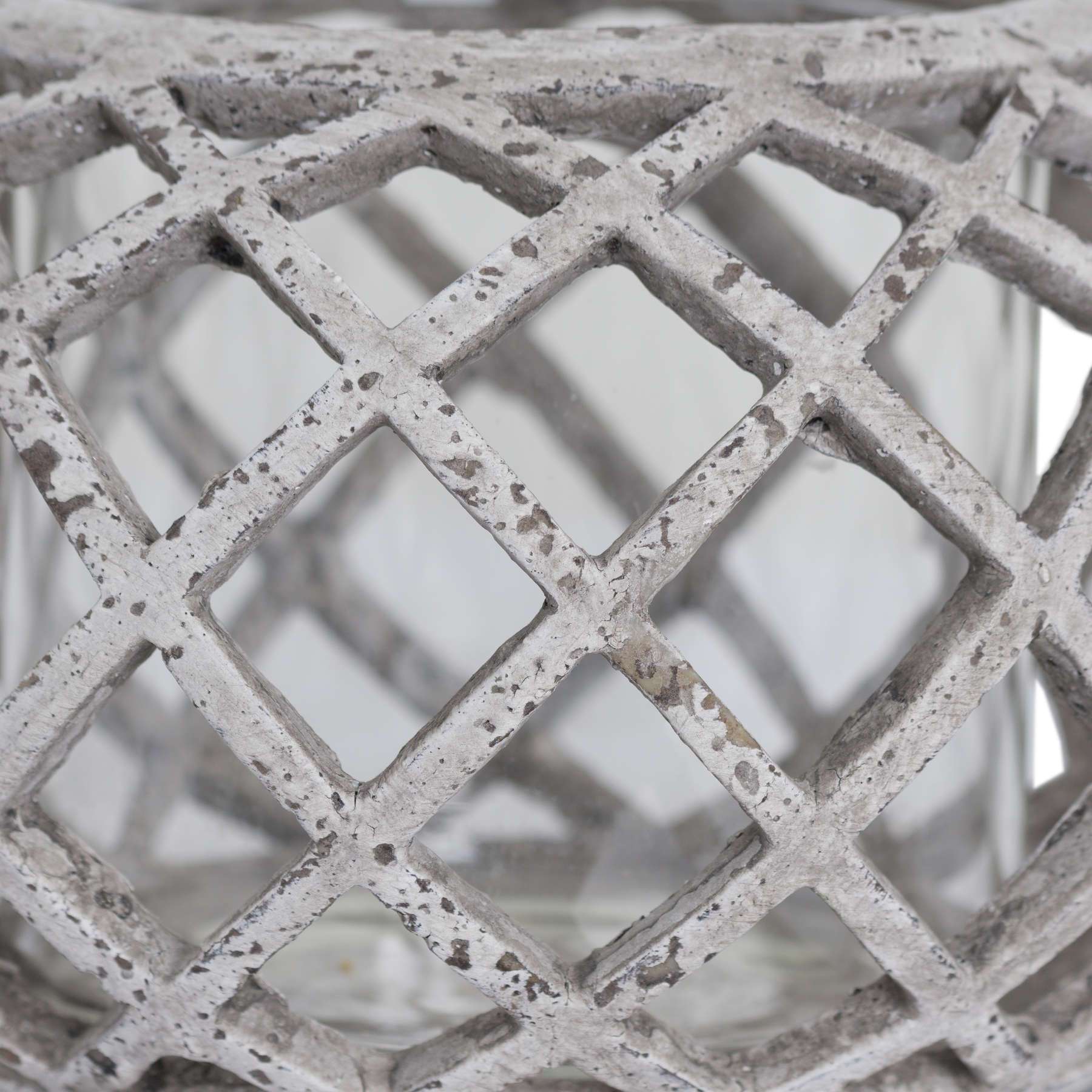 Round Ceramic Lattice Hurricane Lantern Small