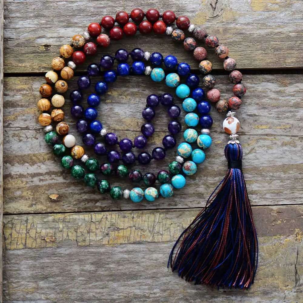 7 Chakra Mala Tassel Necklace -  - Harfiy