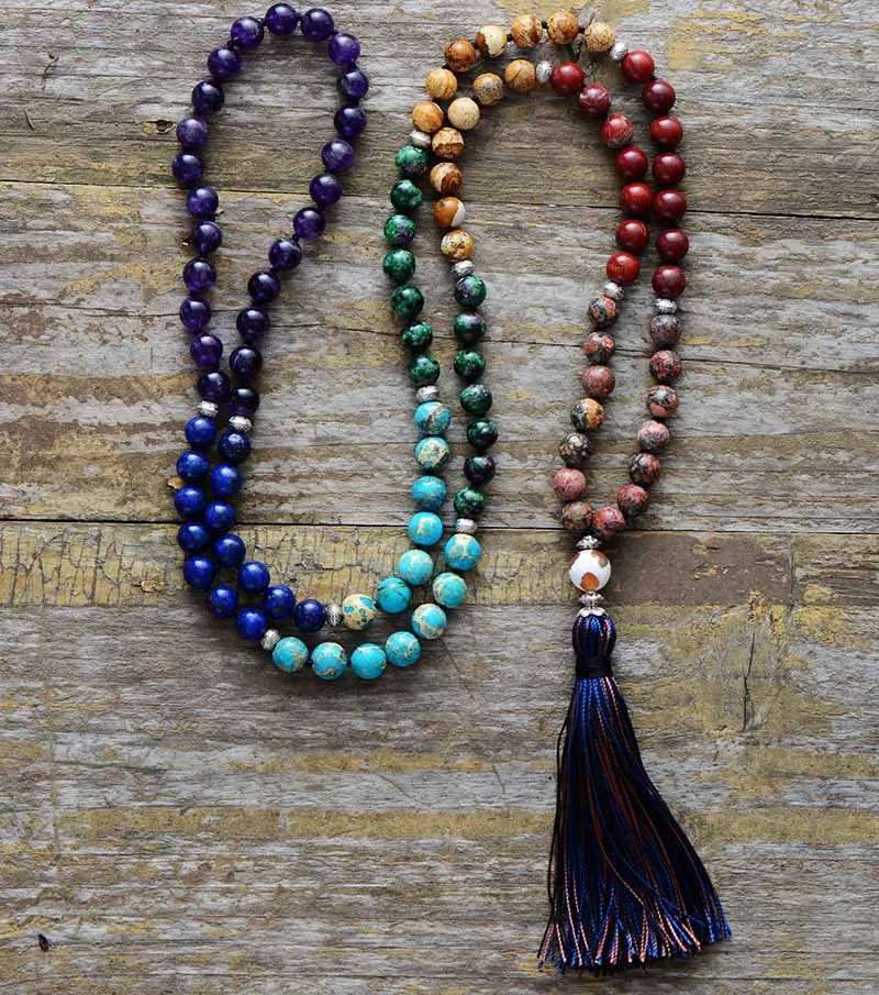 7 Chakra Mala Tassel Necklace -  - Harfiy