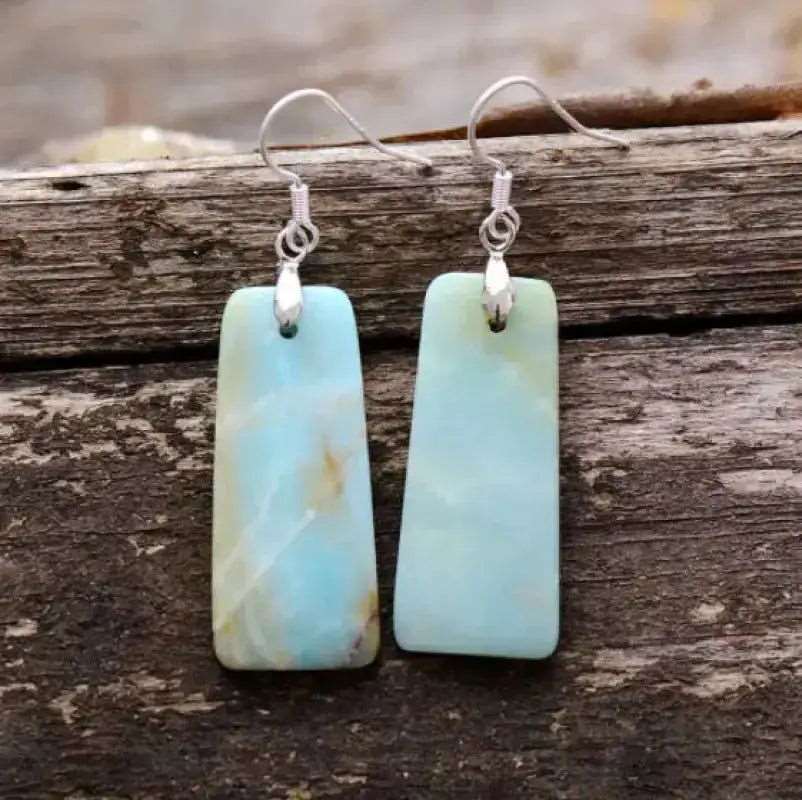 Amazonite Drop Earrings -  - Harfiy