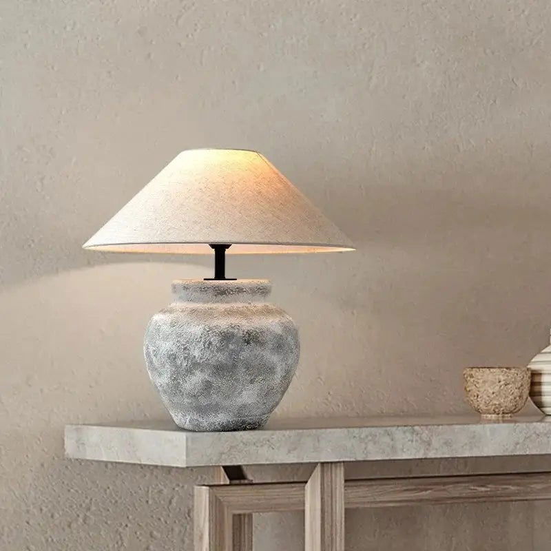 Antonio Japanese Grey Clay Stone Lamp Cozy Home Lighting