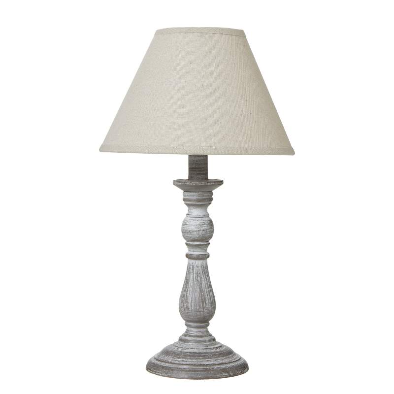"Augusta vintage column table lamp with classic linen shade and antique-style base for elegant home lighting."