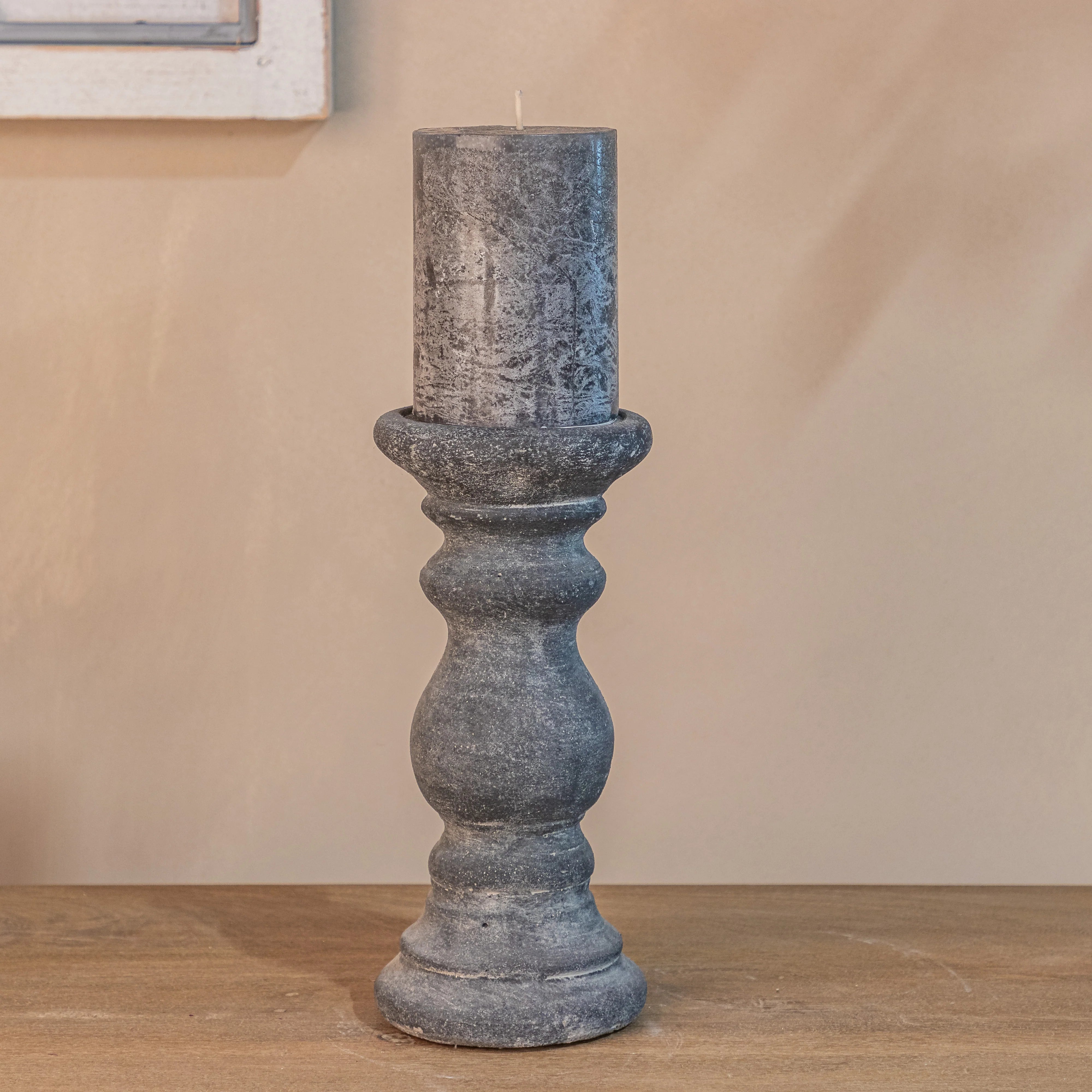 Amalfi Small Grey  Column Candle Holder