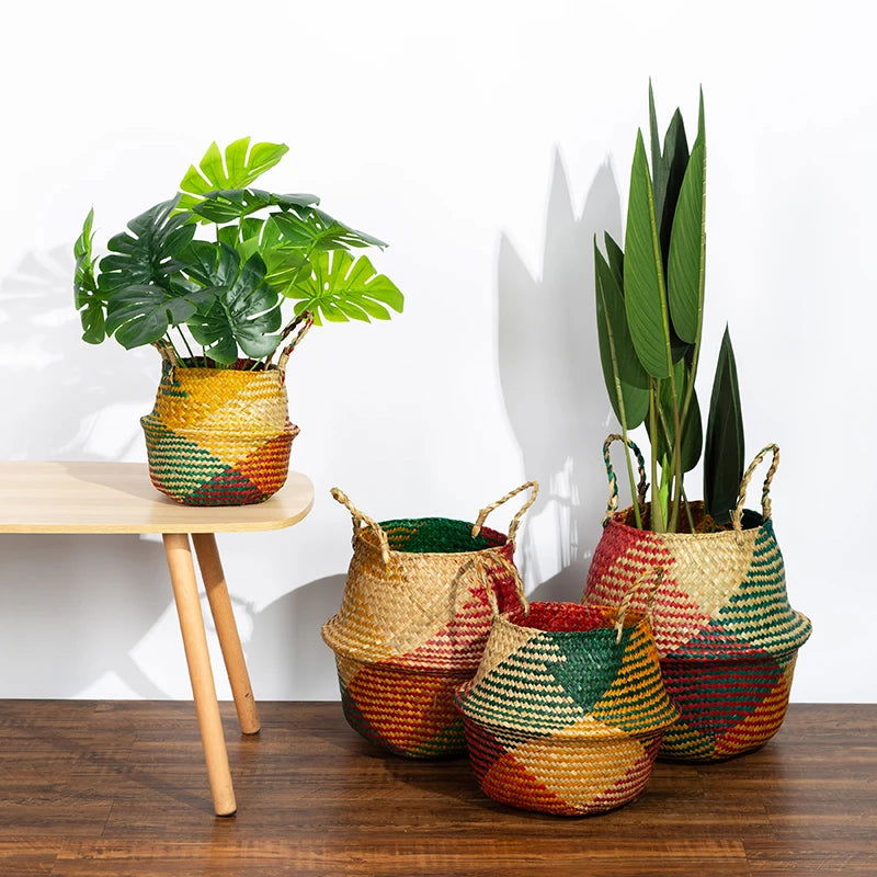 Colourful Seagrass Storage Basket -  - Harfiy