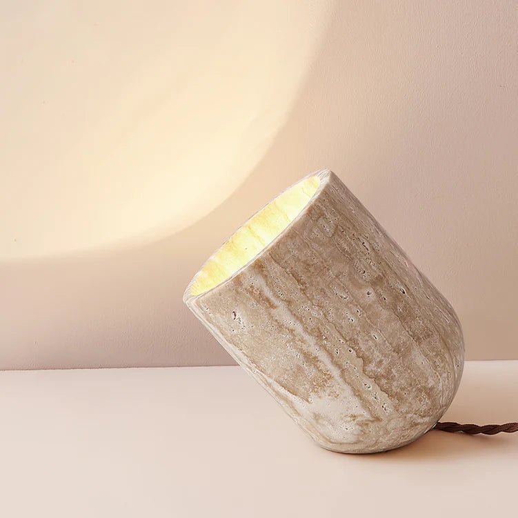 Dori Travertine Table Lamp for Ambient Lighting By Harfiy Home Decor UK