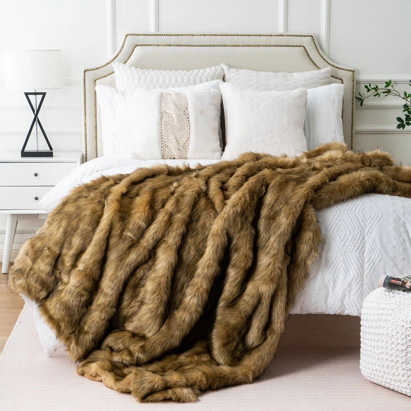 Faux Fur Luxury Blanket Ocher -  - Harfiy