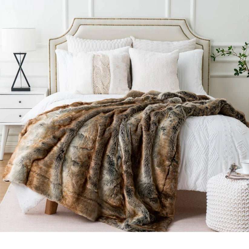 Faux Fur Ombre Blanket Luxury Gradient Throw Harfiy Home Decor 