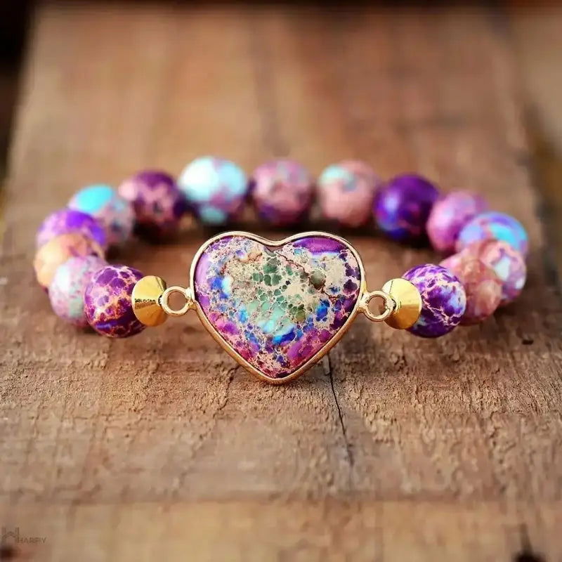 Imperial Jasper Purple Heart Bracelet -  - Harfiy