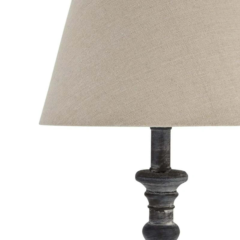 Incia Rustic Column Table Lamp With Linen Shade