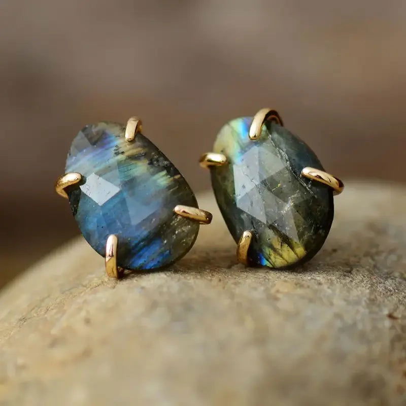 Labradorite Stud Earrings -  - Harfiy