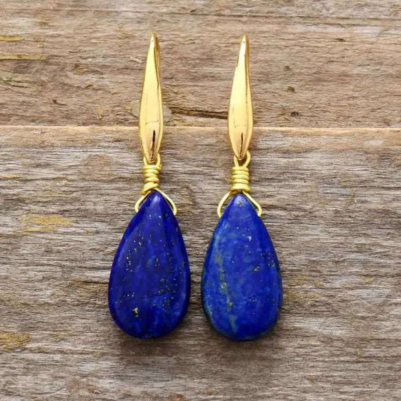 Lapis Lazuli Teardrop Earrings -  - Harfiy