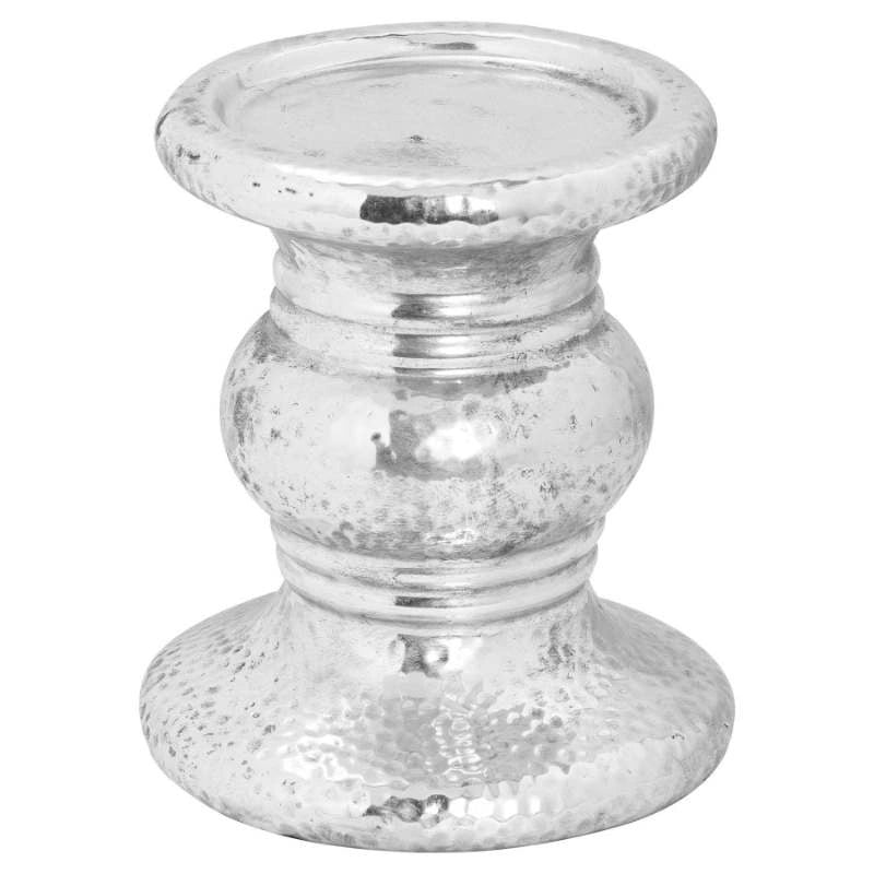 Large Silver Punch Ceramic candle holder 