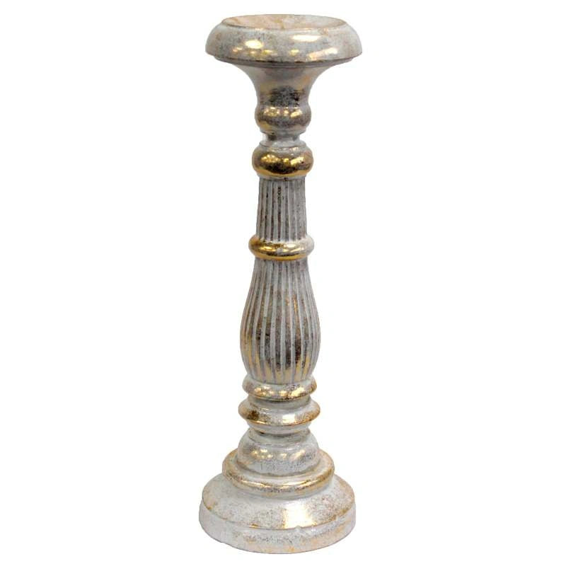 Vintage Candle Stand - White Gold