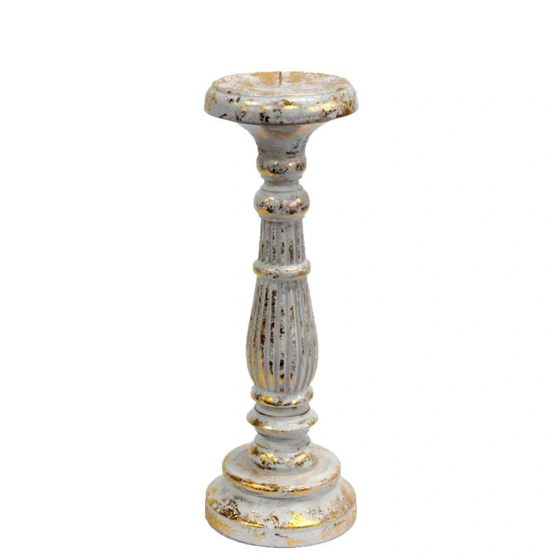 Vintage Candle Stand - White Gold