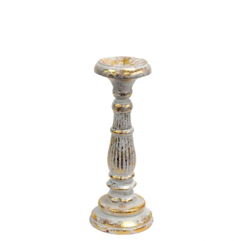 Vintage Candle Stand - White Gold