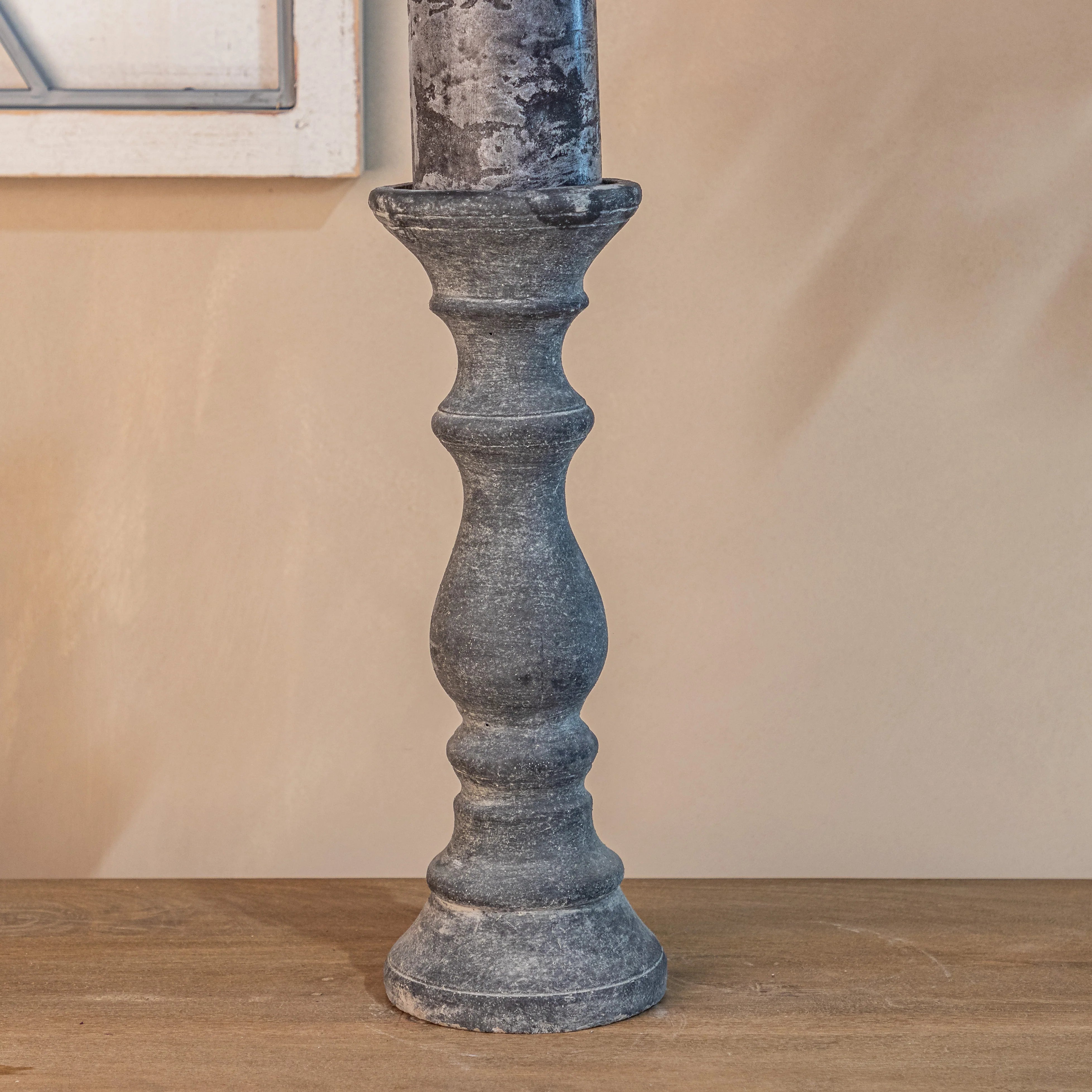 Amalfi Large Grey  Column Candle Holder