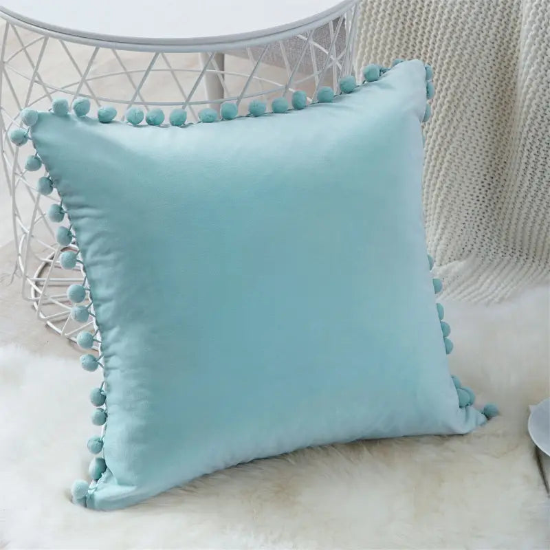 Decorative Velvet Cotton Cushion Aqua