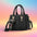Embroidery Messenger Leather Handbag - Black / One Size - Hand bag