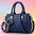 Embroidery Messenger Leather Handbag - Blue / One Size - Hand bag