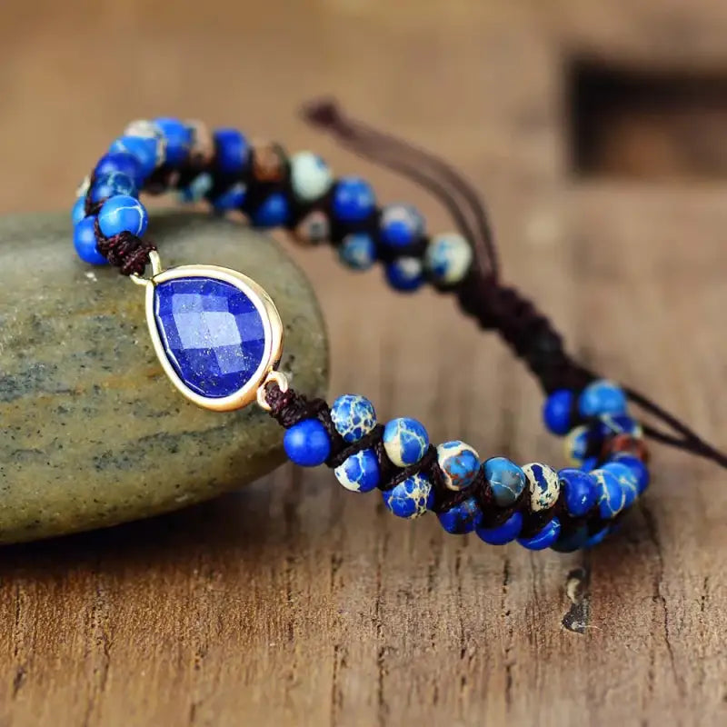 Lapis Lazuli Teadrop Charm Bracelet