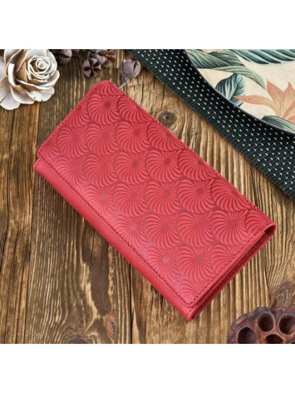 Natural Leather Women's Wallet Red