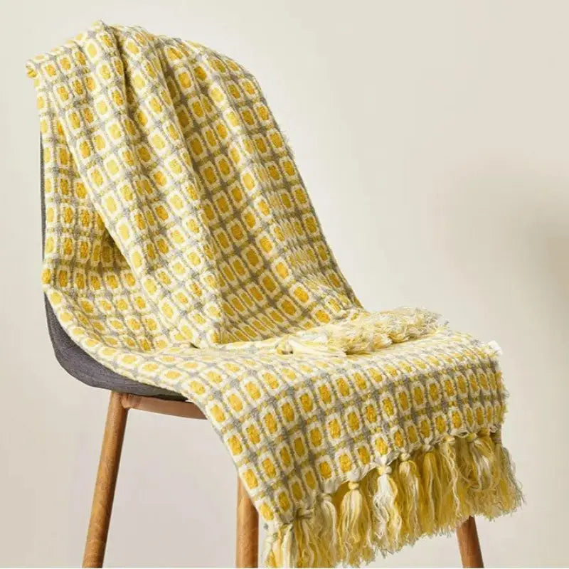 Pastoral Style Yellow Knitted Woolen Blanket - Yellow / 127x170 cm - Throw Blanket