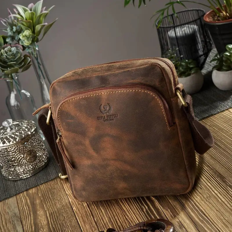 Naturally aged leather bag