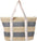 Straw Stripe Patterned Tote Bag Summer Straw Bag - Light Grey - Totebag
