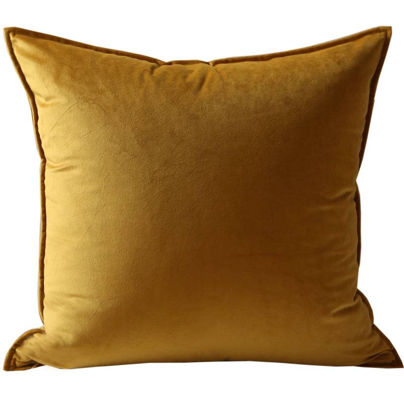 Velvet Throw Pillow Sofa Cover In Gold Brown Color